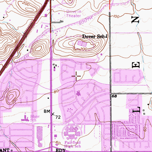Topographic Map of Sunrise Park, CA