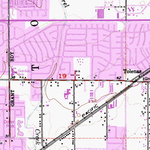 Topographic Map of Tabor Park, CA