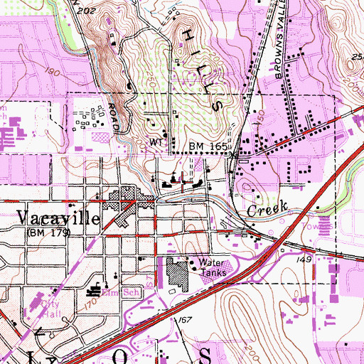 Topographic Map of Vaca Valley Union Grammar School (historical), CA