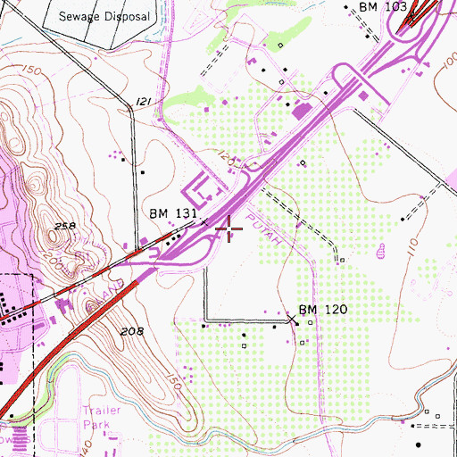 Topographic Map of Vacaville Commons Shopping Center, CA