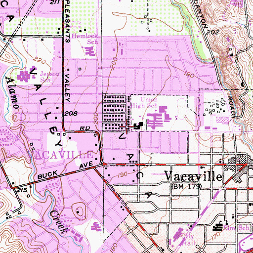 Topographic Map of Vacaville High School Annex, CA