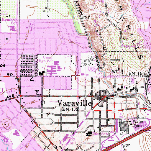 Topographic Map of Cernon Post Office, CA