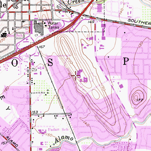 Topographic Map of Will C Wood High School, CA