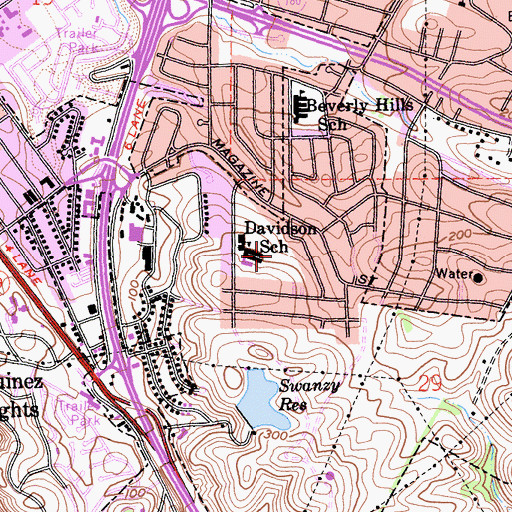 Topographic Map of Beverly Hills Park, CA