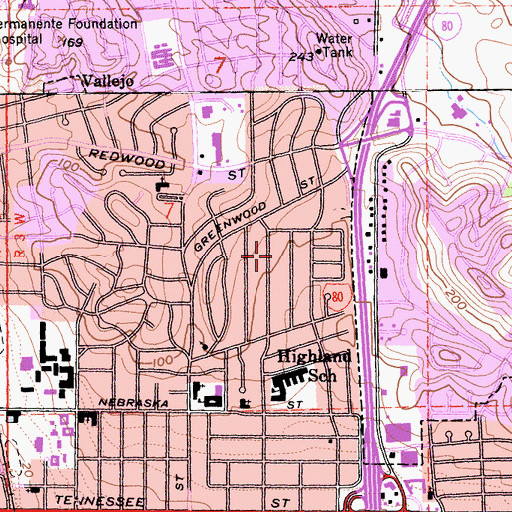Topographic Map of Fairmont Park, CA