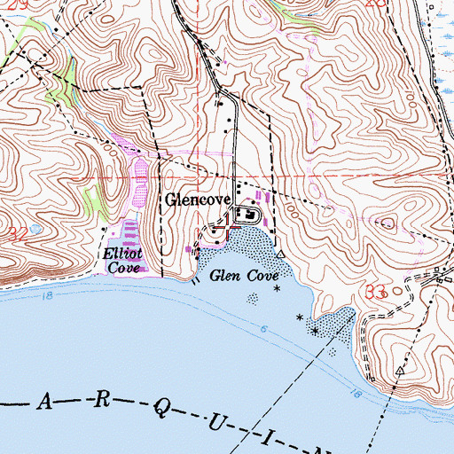 Topographic Map of Glen Cove Marina, CA