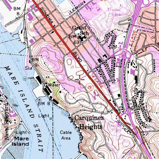 Topographic Map of King-South Vallejo Community Center, CA