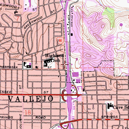 Topographic Map of North Hills Christian School, CA