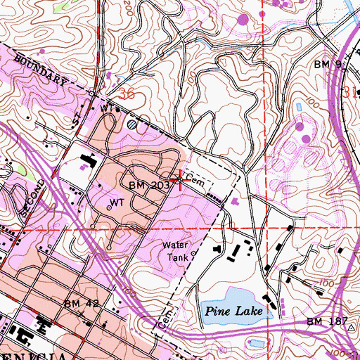 Topographic Map of Saint Dominics Cemetery, CA