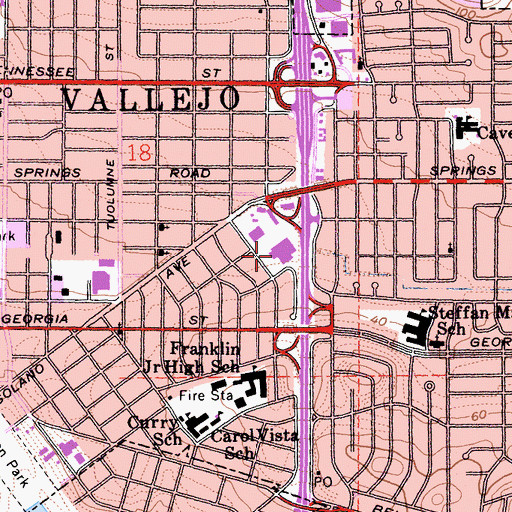 Topographic Map of Seventh Day Adventist School, CA