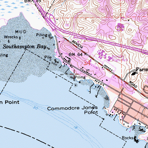 Topographic Map of Twelfth Street Park, CA