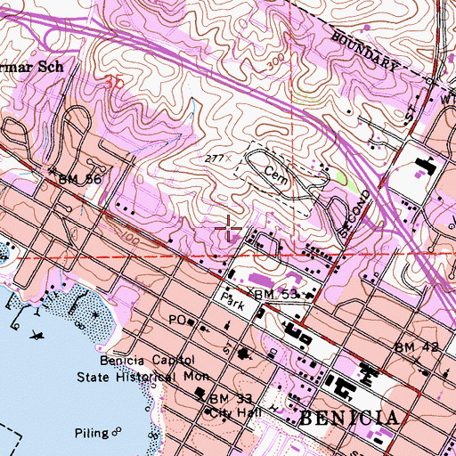 Topographic Map of Benicia Lutheran Church, CA