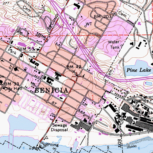 Topographic Map of First Baptist Church, CA