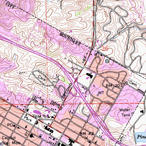 Topographic Map of Kingdom Hall of Jehovahs Witnesses, CA
