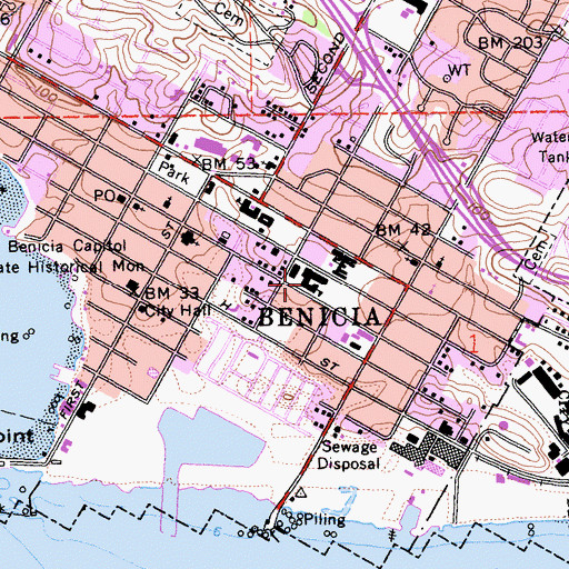 Topographic Map of Liberty High School, CA