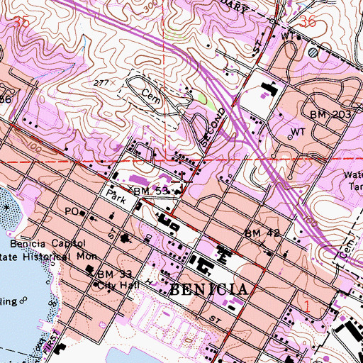 Topographic Map of Saint Augustines College (historical), CA