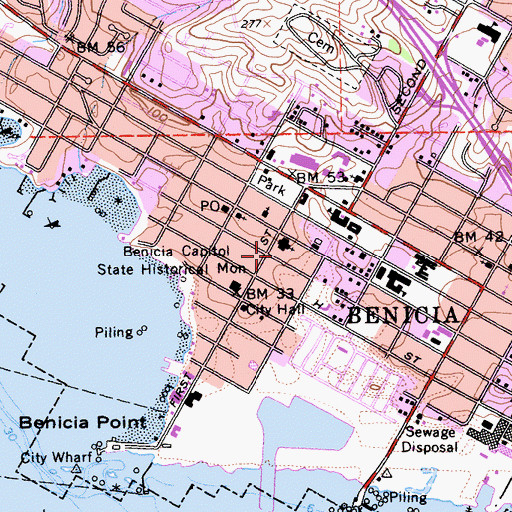 Topographic Map of Saint Pauls Square, CA