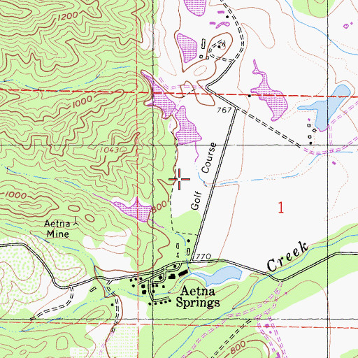 Topographic Map of Aetna Springs Golf Course, CA