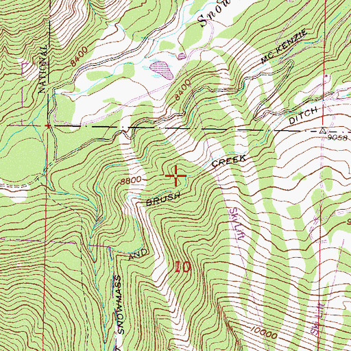 Topographic Map of East Snowmass and Brush Creek Ditch, CO