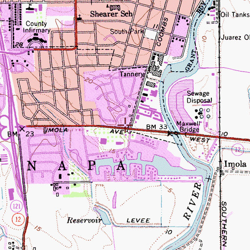 Topographic Map of Coombs-Imola Shopping Center, CA