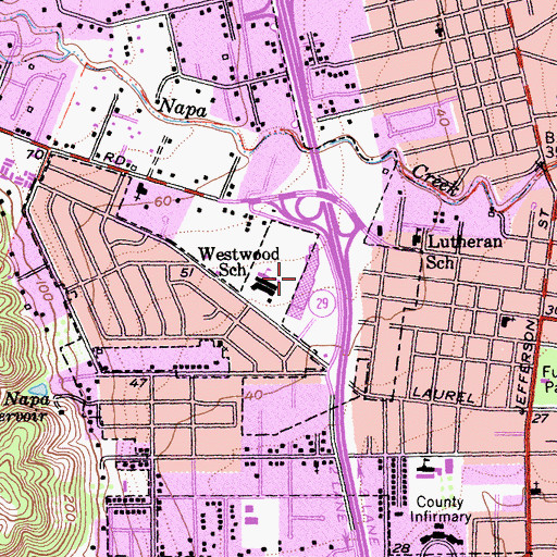 Topographic Map of Napa Valley Shopping Center, CA