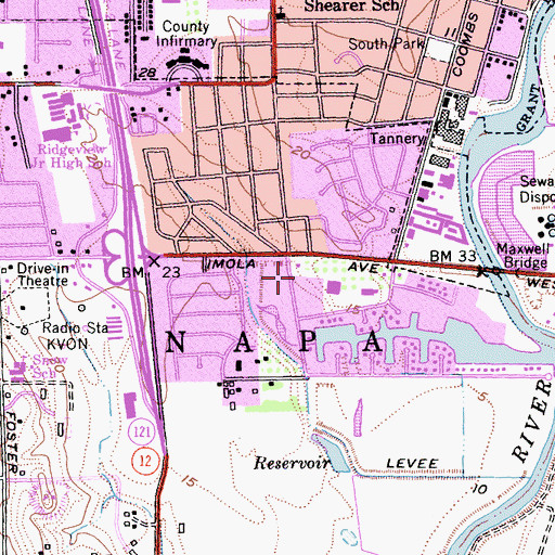 Topographic Map of Riverpark Shopping Center, CA