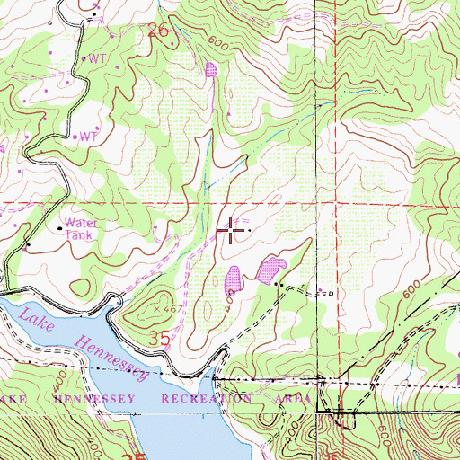Topographic Map of Buehler Vineyards, CA