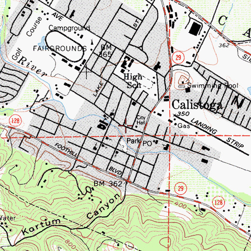 Topographic Map of Calistoga City Hall, CA