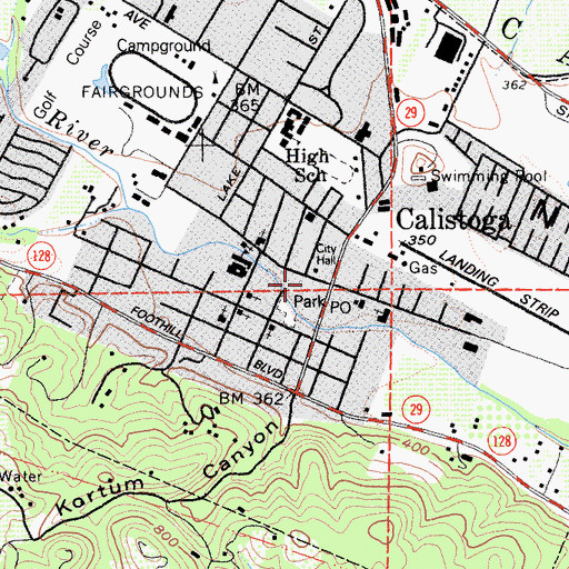 Topographic Map of Calistoga Community Center, CA