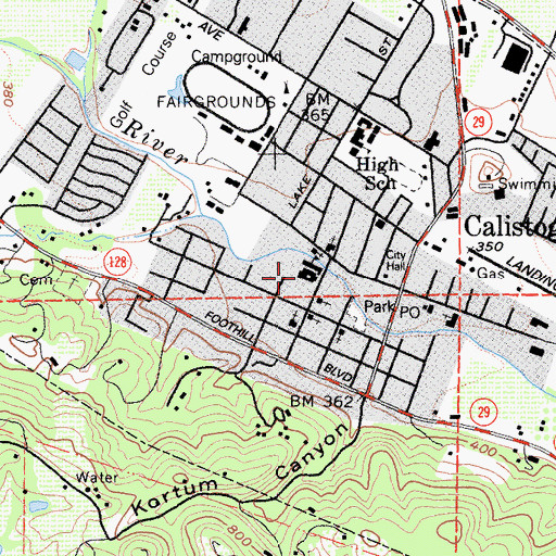 Topographic Map of Calistoga Elementary School, CA
