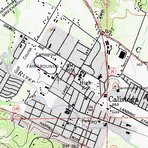 Topographic Map of Calistoga Junior-Senior High School, CA