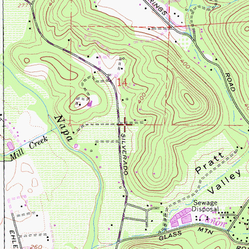Topographic Map of Casa Nuestra Winery, CA