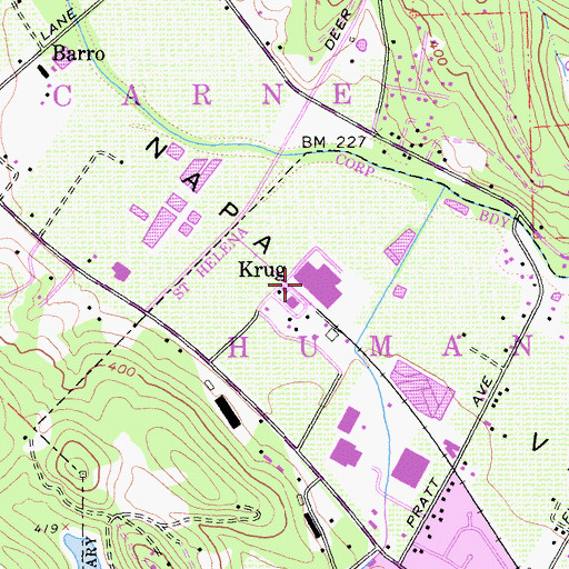 Topographic Map of Charles Krug Winery, CA