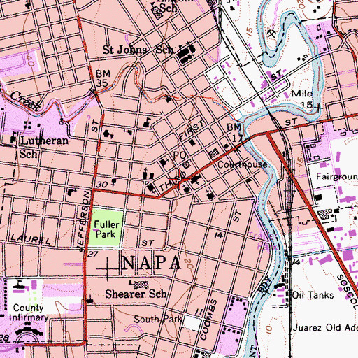 Topographic Map of First Presbyterian Church, CA
