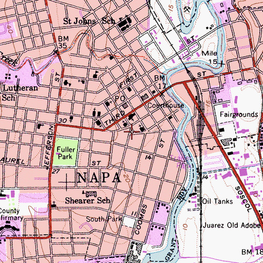 Topographic Map of First United Methodist Church, CA