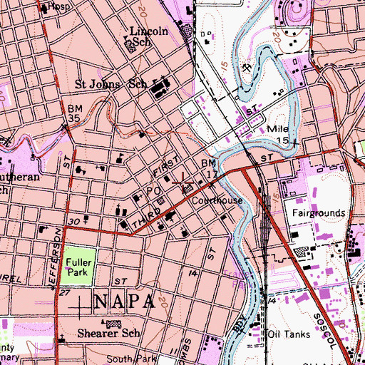 Topographic Map of Napa County Law Library, CA