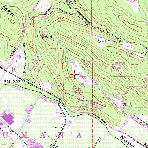 Topographic Map of Meadowood Golf Club, CA