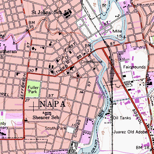 Topographic Map of Napa City-County Library, CA