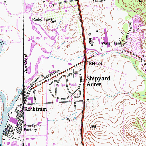 Topographic Map of Napa Valley Memorial Gardens, CA