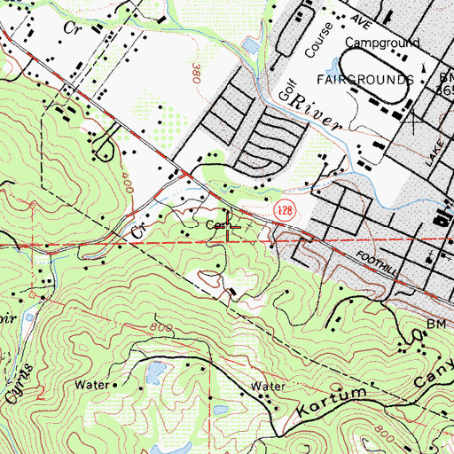 Topographic Map of Old Pioneer Cemetery, CA