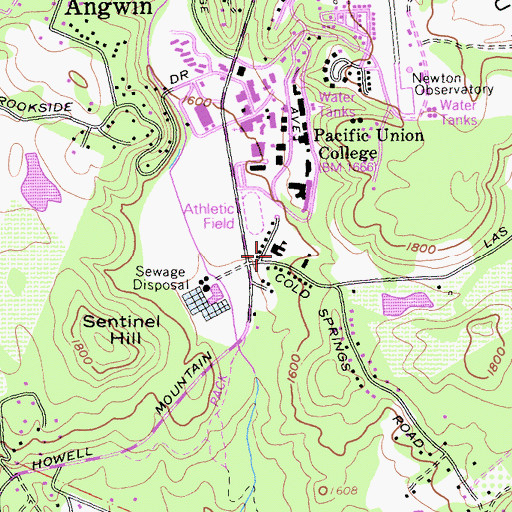 Topographic Map of Pacific Union College Elementary School, CA