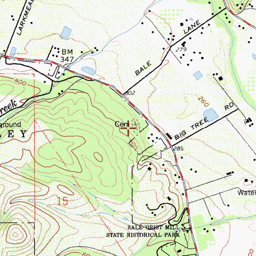 Topographic Map of Pioneer Cemetery, CA