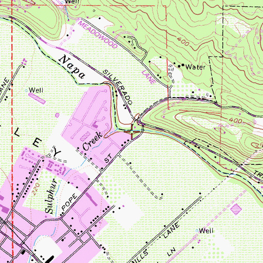 Topographic Map of Pope Street Bridge, CA