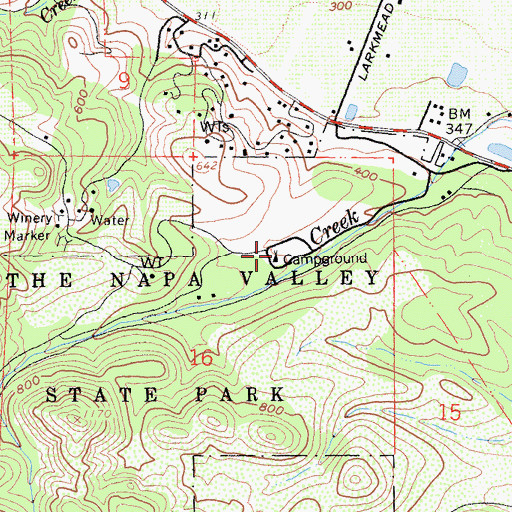 Topographic Map of Ritchey Creek Campground, CA