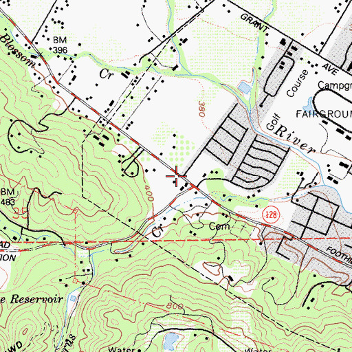 Topographic Map of Riverlea Square Shopping Center, CA