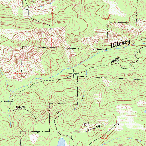 Topographic Map of Upper Ritchey Canyon Trail, CA