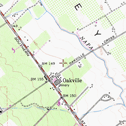 Topographic Map of Cakebread Cellars, CA