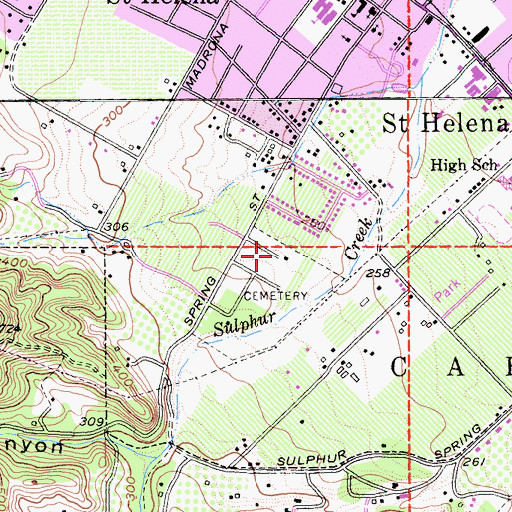 Topographic Map of Catholic Cemetery, CA