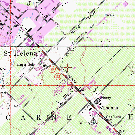 Topographic Map of Louis Martini Vineyards, CA