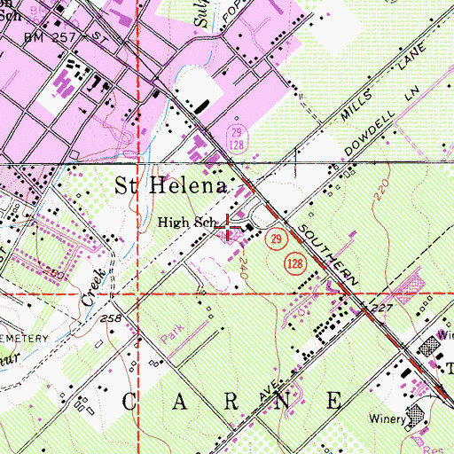 Topographic Map of Madrone High School, CA